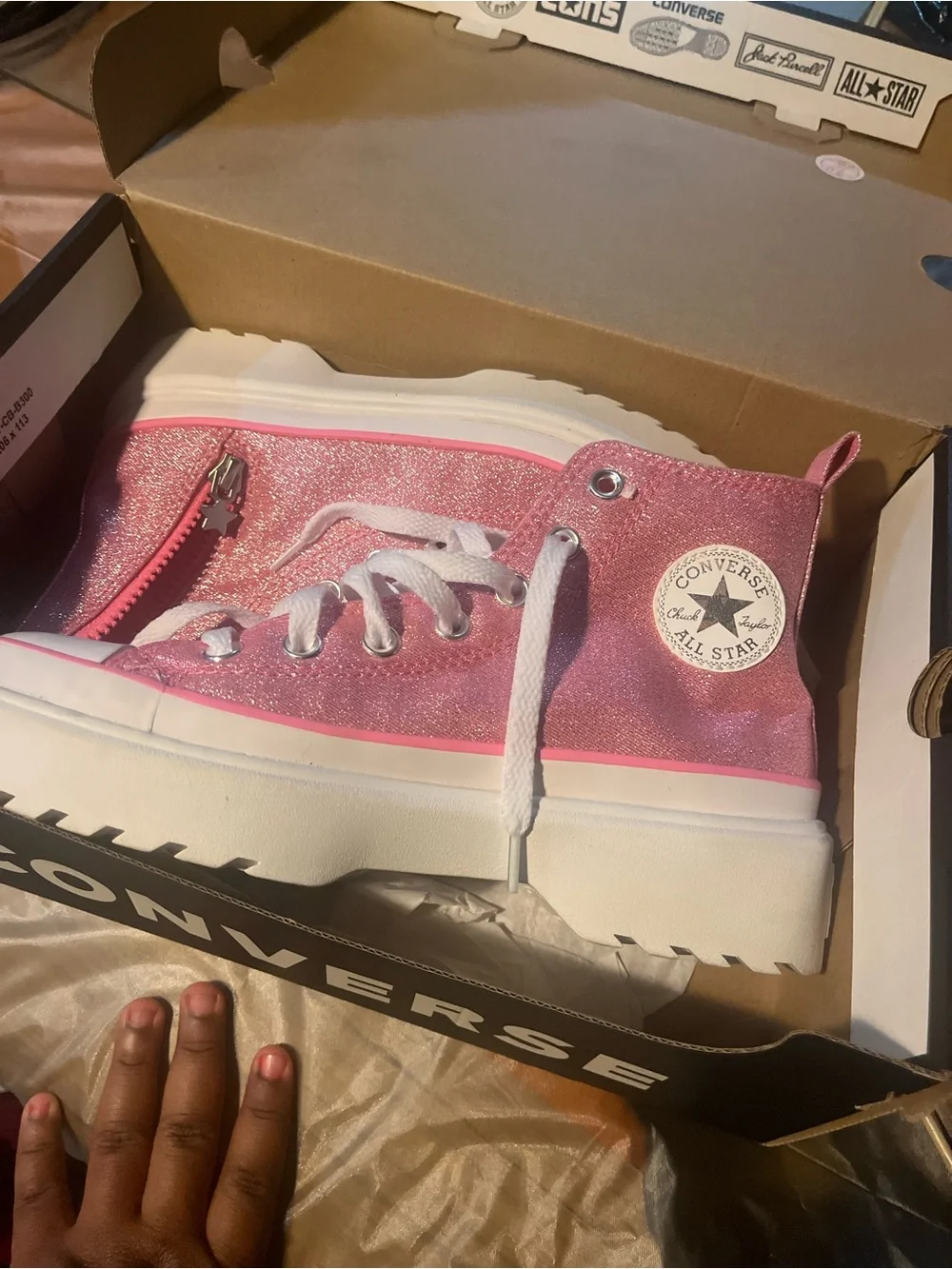 Converse Pink Glitter Platform High Top Sneakers